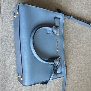 Michael Kors Blue Satchel with Silver Hardware
